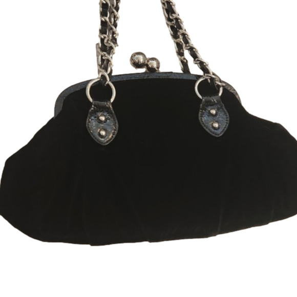 Nine West Handbags - Womens Nine West Black Velvet & patent leather chain strap shoulder bag.